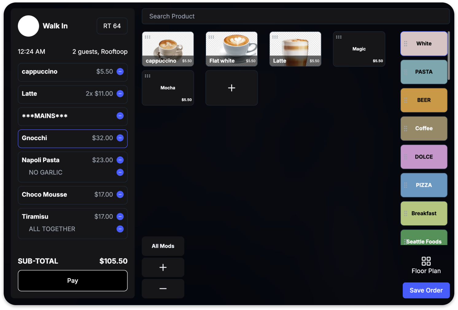 Easily register orders
